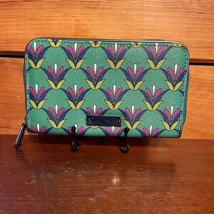 Vera Bradley Green and Pink Patterned Wallet